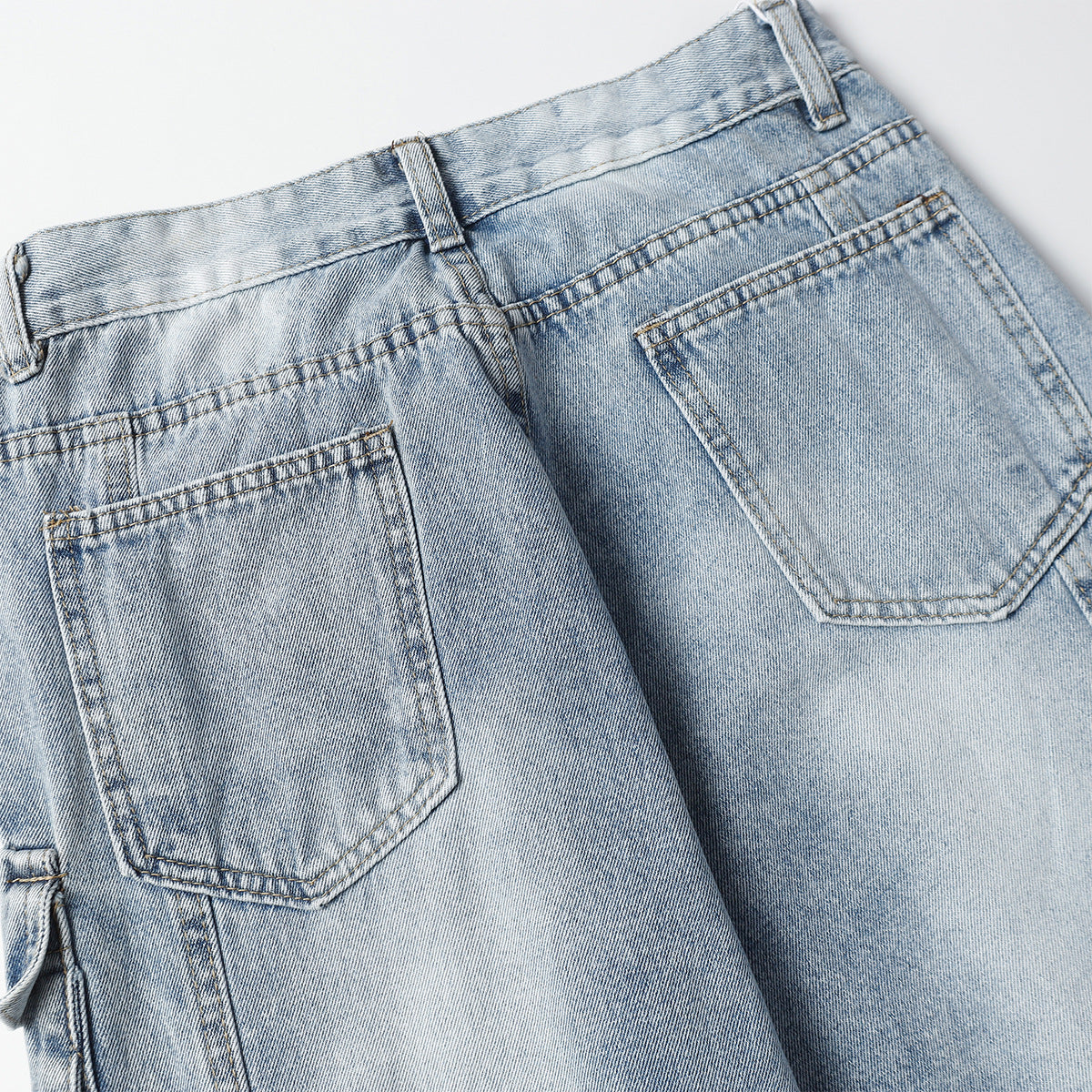 Multi-Pocket Washed Wide-Leg Cargo Denim Jeans WN11280