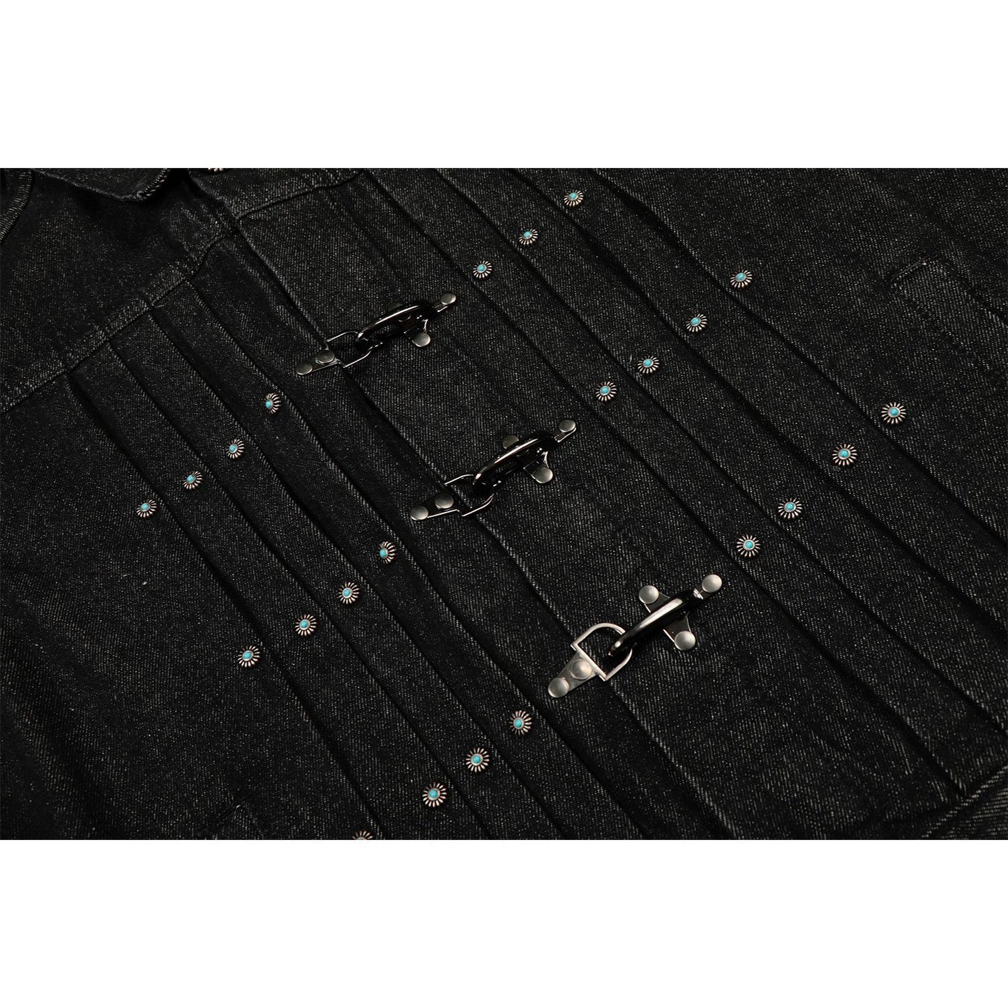 Raw Denim Pleats Metal Buckle Jacket WN26042