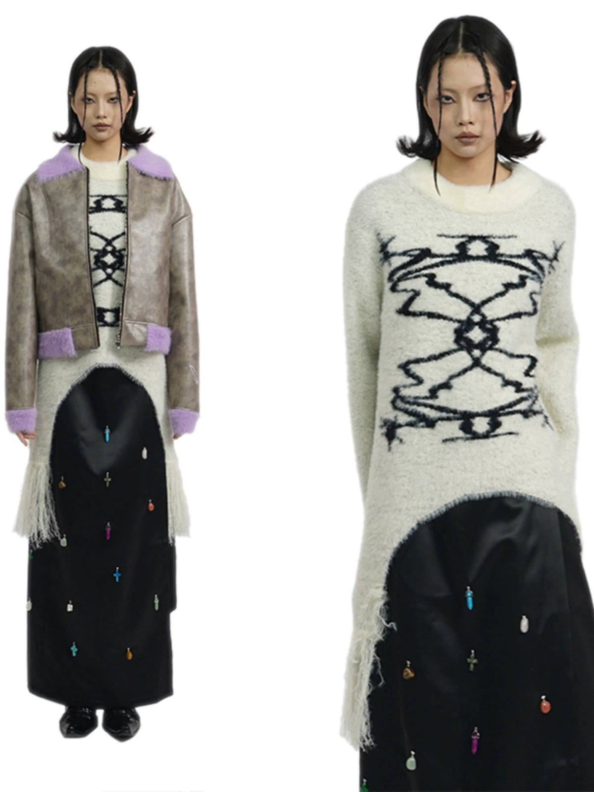 Fake Mink Graphic Embroidery Knit Sweater WN18934