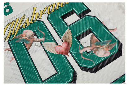 Sporty Mesh Angel Graphic V-Neck Short Sleeve T-Shirt WN26486