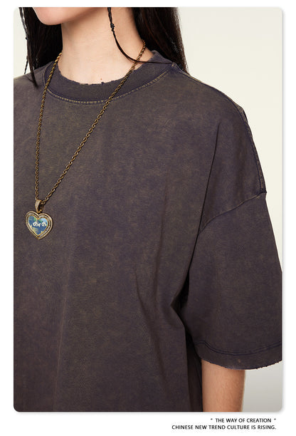 Washed Oversize Short-sleeve T-shirt WN6455