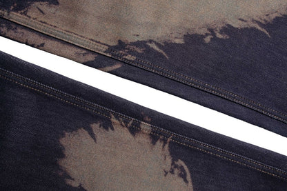 Cross Paint Graphic Wide Leg Denim Jeans WN27972