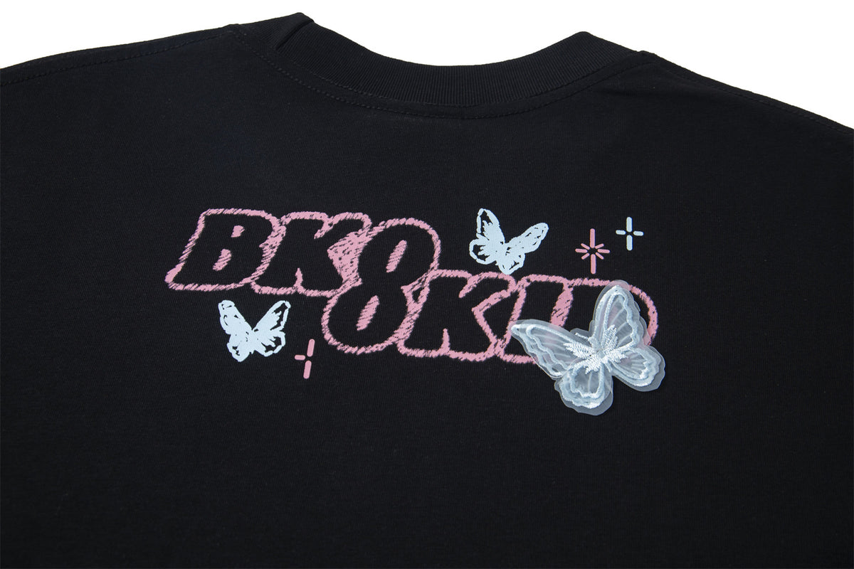 Butterfly Letter Print Oversize Short Sleeve T-Shirt WN26896