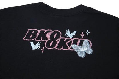 Butterfly Letter Print Oversize Short Sleeve T-Shirt WN26896