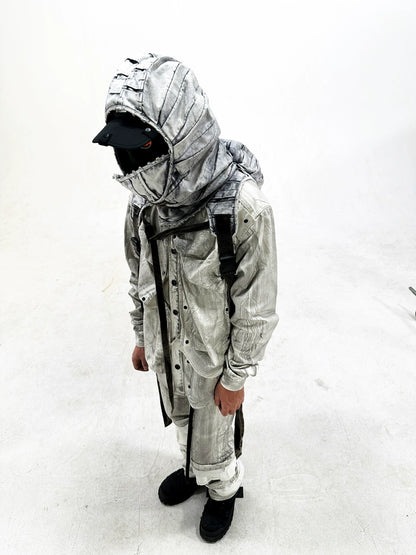 Tie-Dye Pleats Deconstructed Hooded Vest Design Bag WN22010