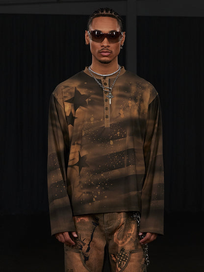 Graffiti Star Print Long Sleeve T-Shirt WN17146