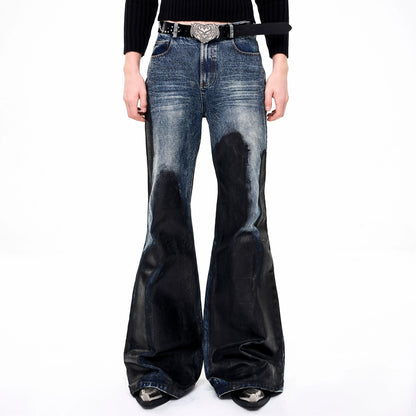 Wax Wash Damage Whisker Flare Denim Jeans WN21813
