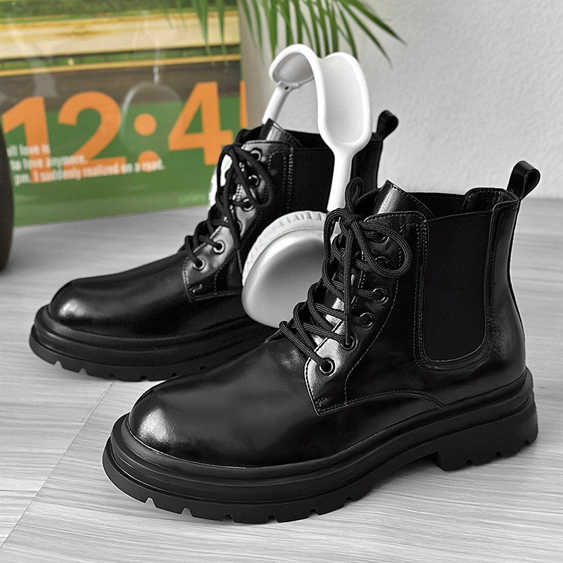 Glossy Chunky Lace-Up Boots WN24502