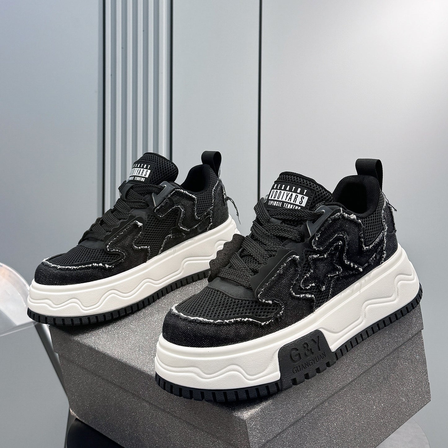 Platform Mesh Chunky Lace-Up Sneakers WN24819