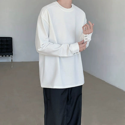 Button Cuff Design Long Sleeve T-Shirt WN19287