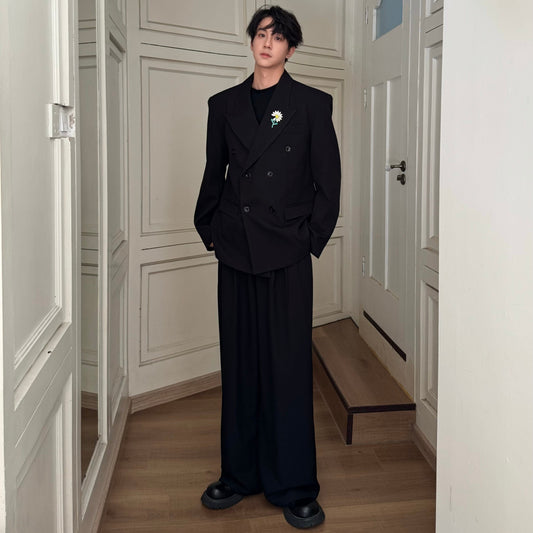 Double Breasted Tailored Jacket & Wide Leg Trousers Setup WN25355