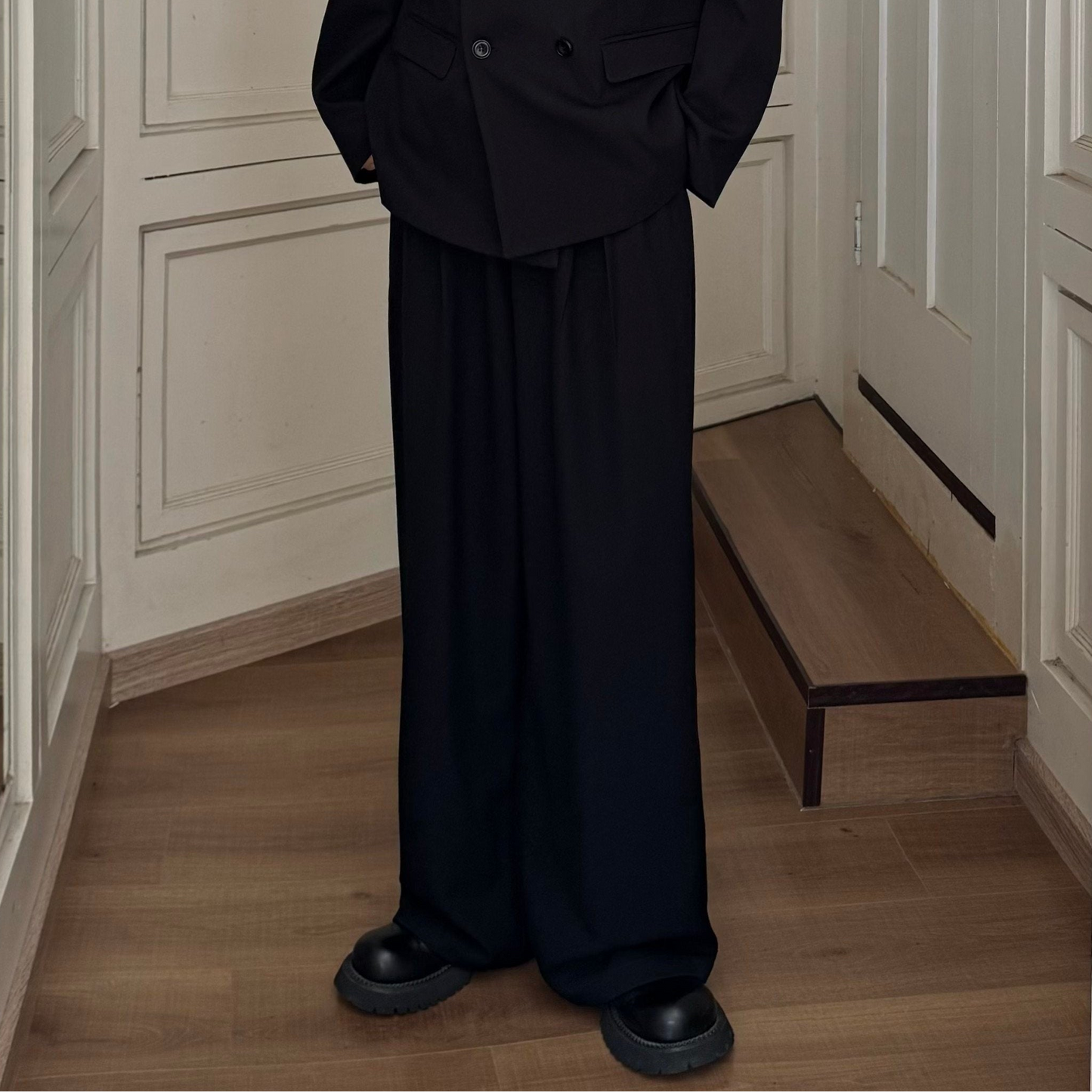 Double Breasted Tailored Jacket & Wide Leg Trousers Setup WN25355