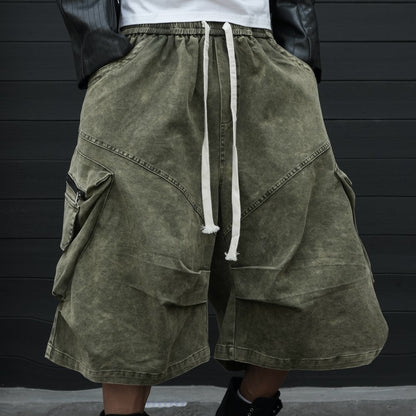 Zipper Multi-Pocket Wide Leg Half Pants WN27861