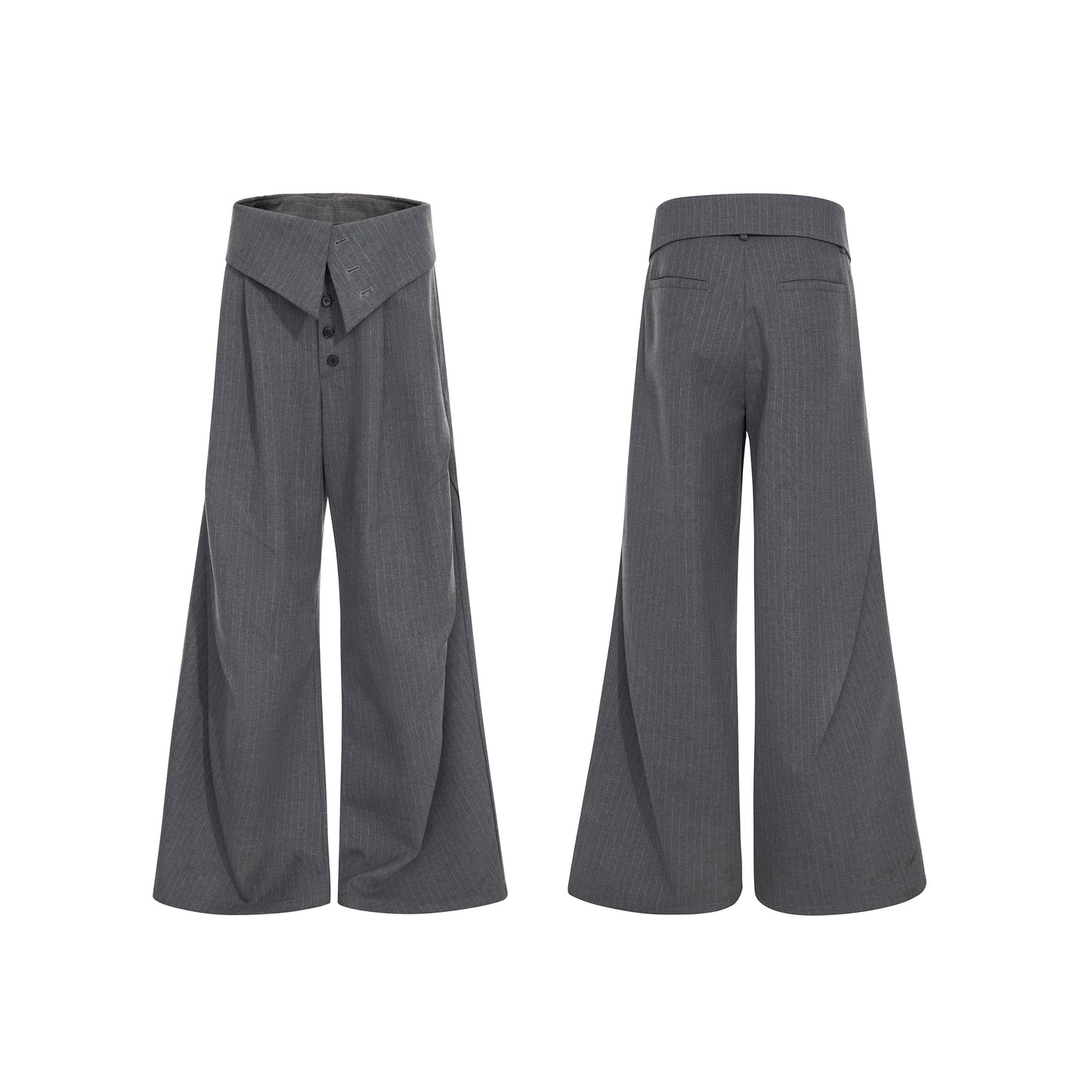 Foldable Waist Pinstripe Flare Trousers WN20938