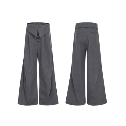 Foldable Waist Pinstripe Flare Trousers WN20938