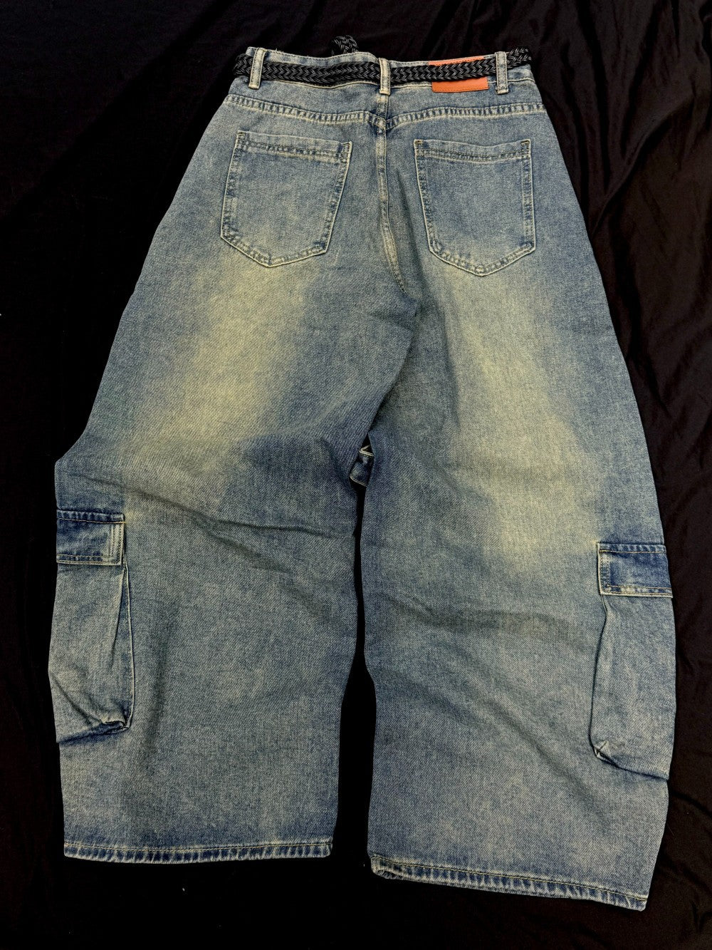 Cargo Pocket Wide Leg Denim Jeans WN27961