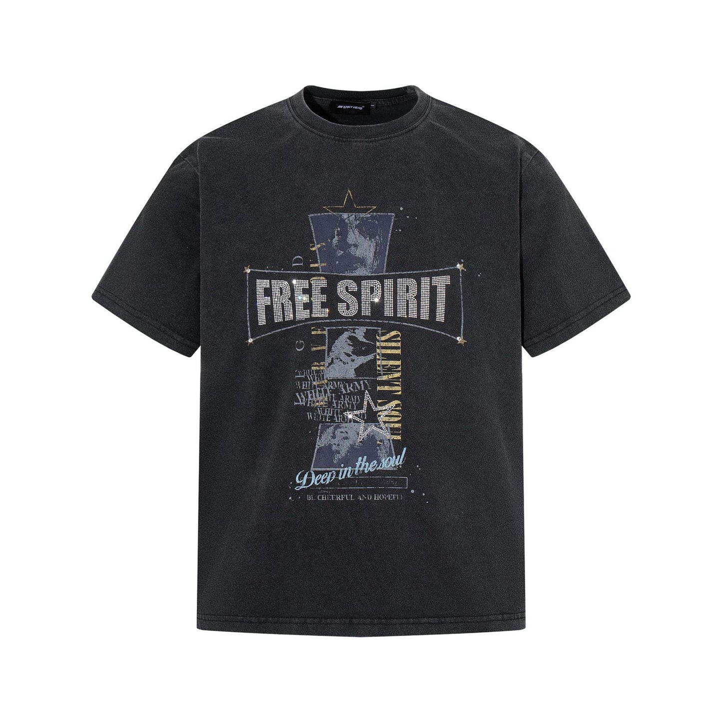Washed Letter Print Short Sleeve T-Shirt WN25457