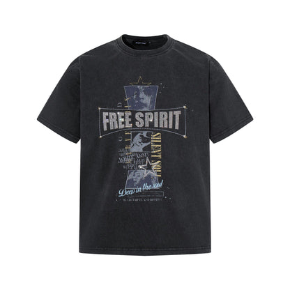 Washed Letter Print Short Sleeve T-Shirt WN25457