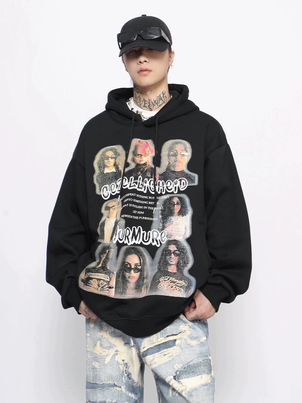 Graffiti Print Fleece Linning Pullover Hoodie WN10933