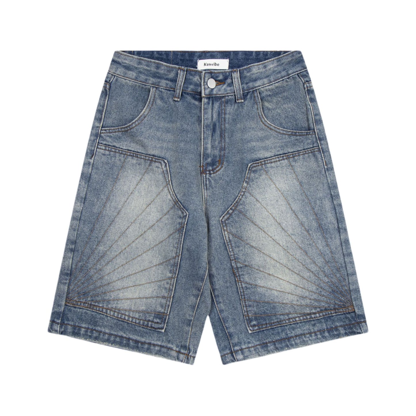 Panel Washed Denim Half Jeans WN26967