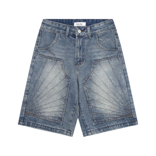 Panel Washed Denim Half Jeans WN26967