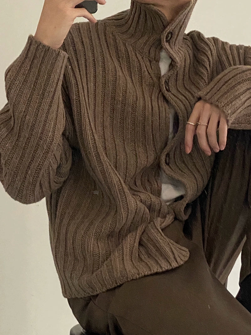 Button High-Neck Knit Cardigan WN21668