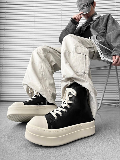 Lace Up Side Zipper Thick Sole Short Boots WN24510
