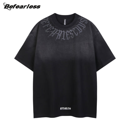 Gothic Letter Print Short Sleeve T-Shirt WN26281