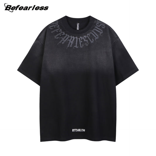 Gothic Letter Print Short Sleeve T-Shirt WN26281