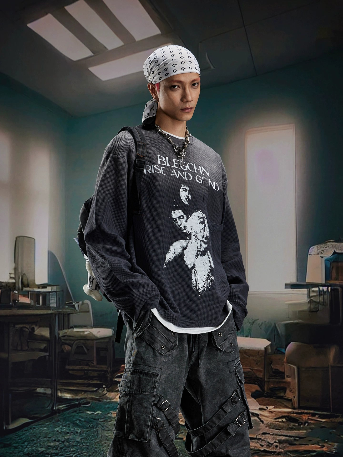 Washed Print Oversize Sweatshirt WN20568