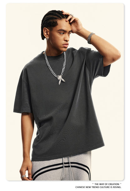 Damage Wash Round Neck Short Sleeve T-Shirt WN6060