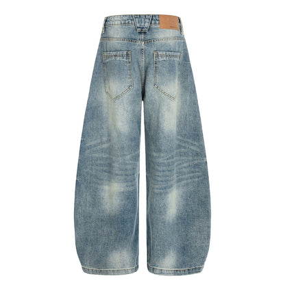 Washed Whisker Curved Denim Jeans WN25970
