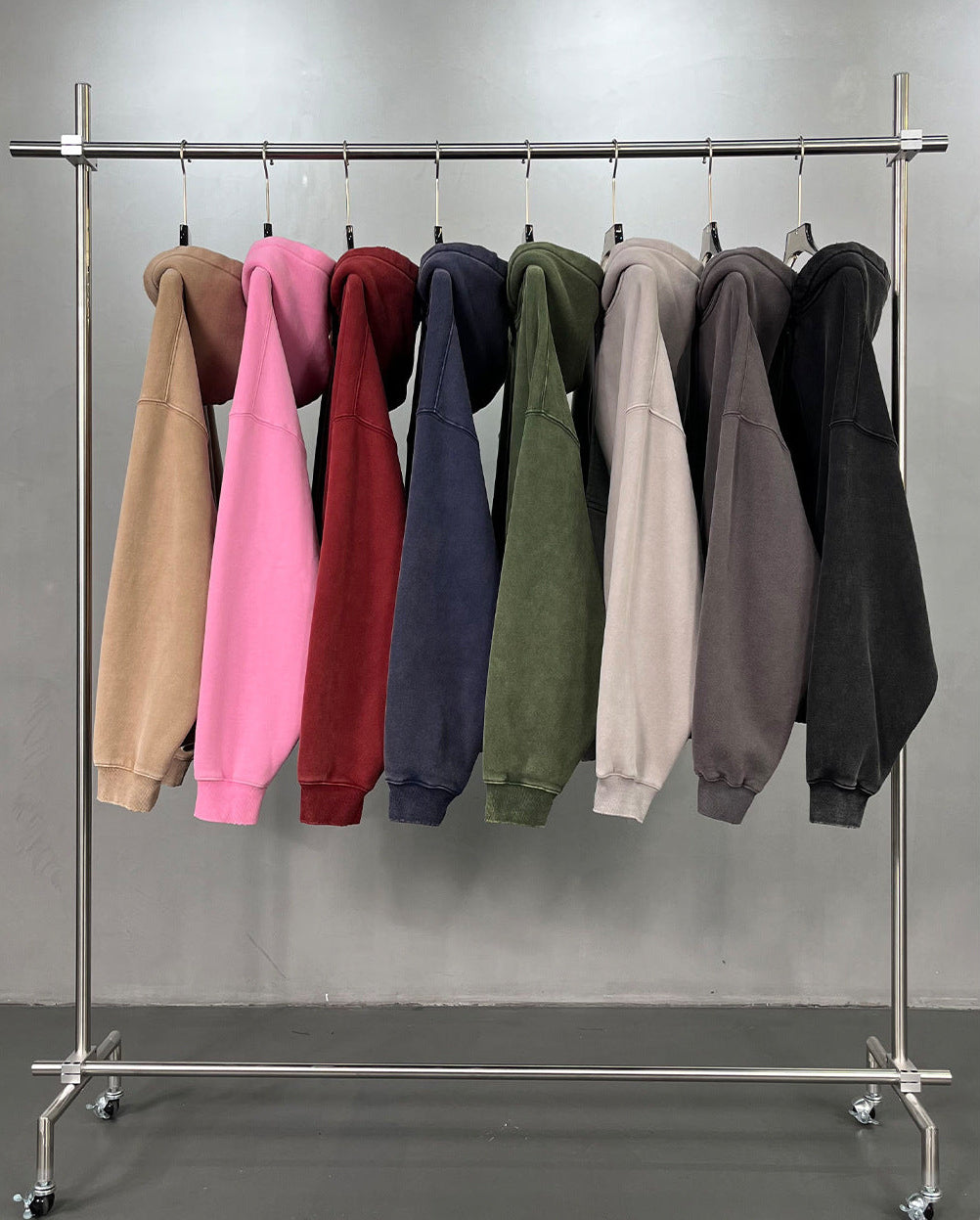 Fleece Lining Zip-Up Wax Dye Zipper Hoodie WN23111