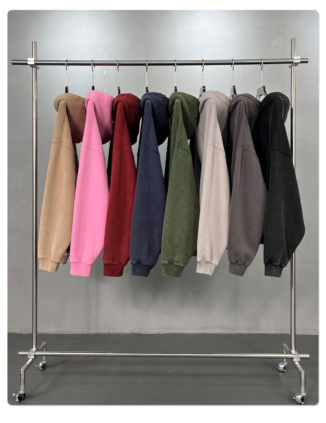 Fleece Lining Zip-Up Wax Dye Zipper Hoodie & Wide Leg Pants Sweatpants WN23112