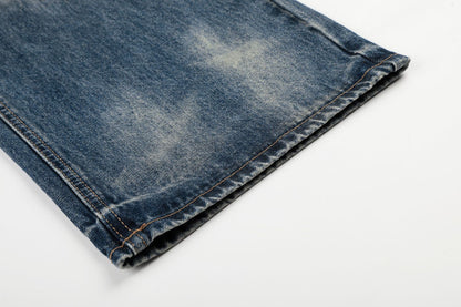 Washed Whiskers Lightning Wide Leg Denim Jeans WN25826
