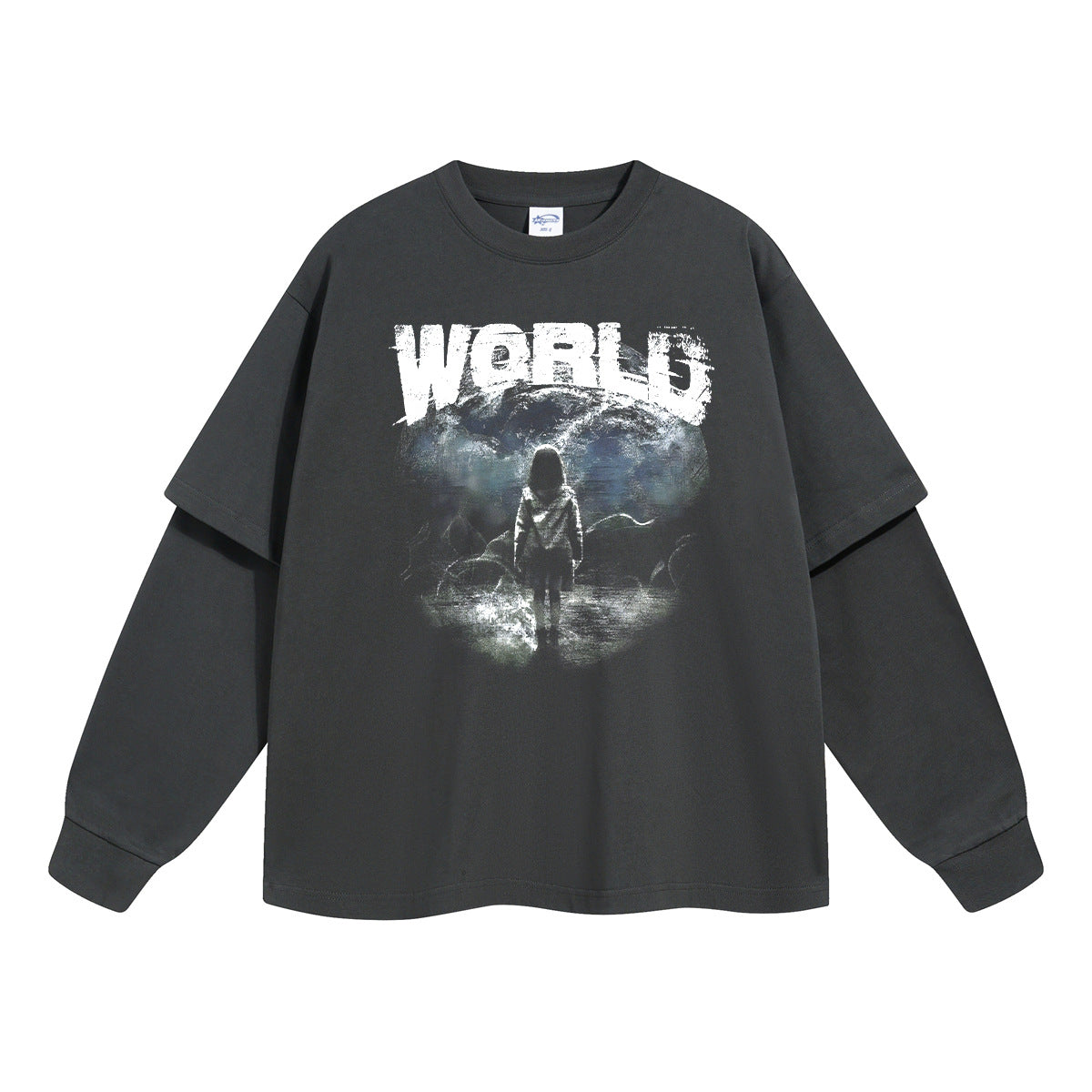 Fake Layered Digital Print Oversize Long Sleeve T-Shirt WN9980