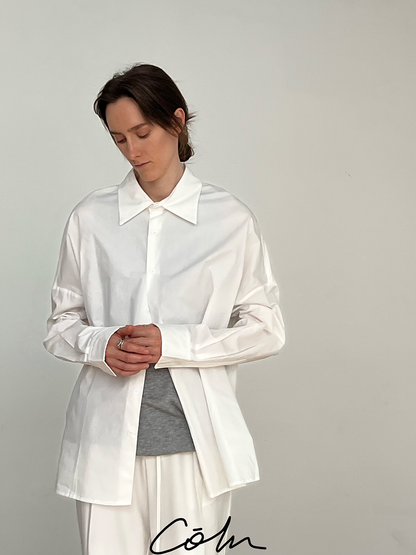 Curved Hem Oversize Long Sleeve Shirt WN21482