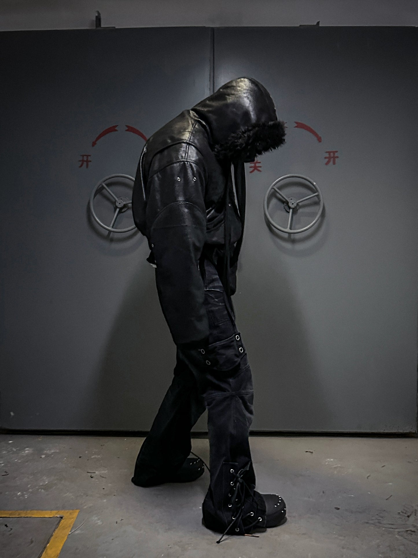 Reversible Fake Fur PU Leather Hooded Puffer Jacket WN20830