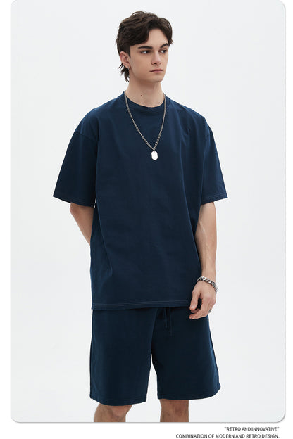 Washed Dyed Oversize Damage Short-sleeve T-shirt & Short Sweatpants Setup WN6630-K