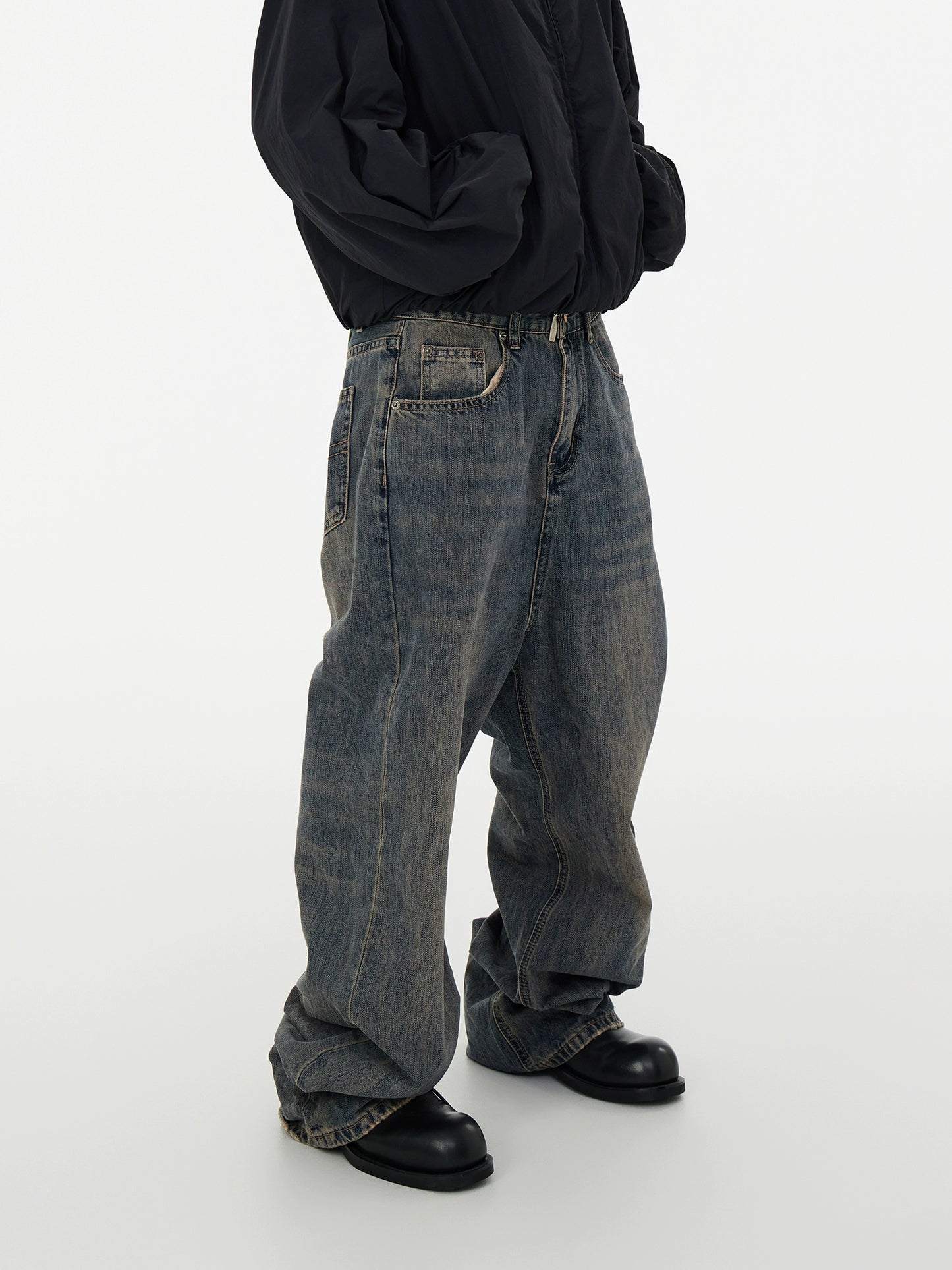 Slub Washed Baggy Denim Jeans WN16943