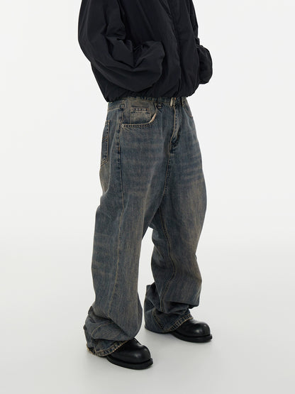 Slub Washed Baggy Denim Jeans WN16943