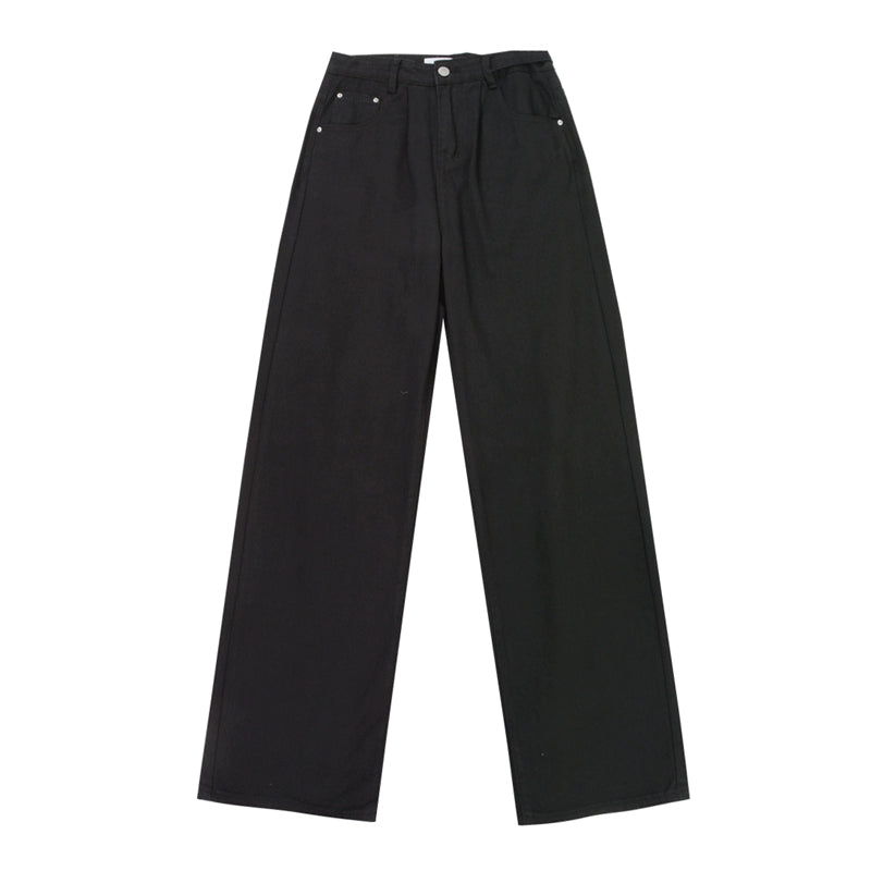 Basic Straight Black Denim Jeans WN6139