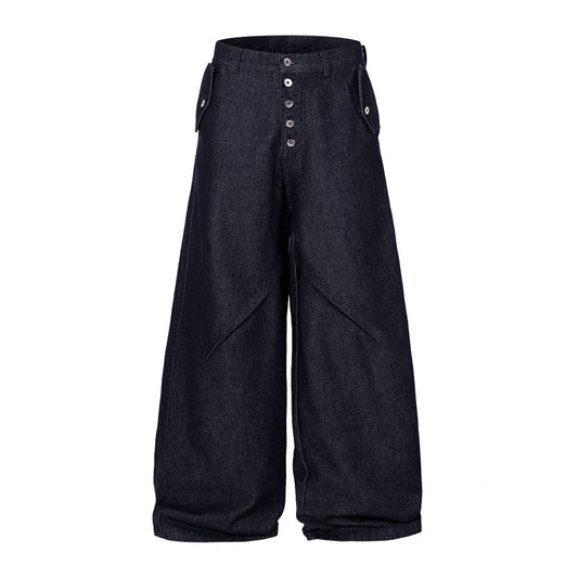 Raw Denim Deconstruction Wide Leg Denim Jeans WN26105
