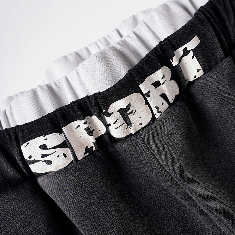 Letter Print Washed Wide Leg Sweatpants WN27927
