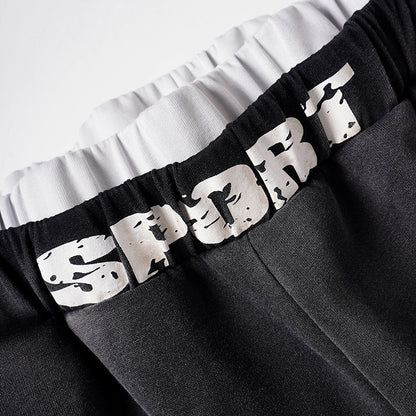 Letter Print Washed Wide Leg Sweatpants WN27927