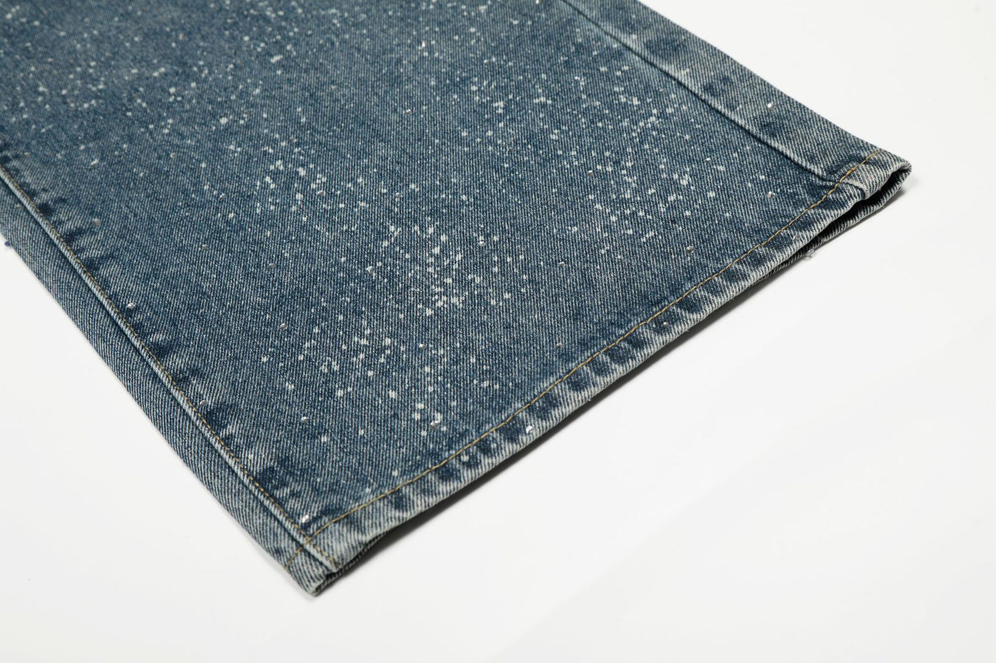 Paint Splatter Washed Wide Leg Denim Jeans WN26146