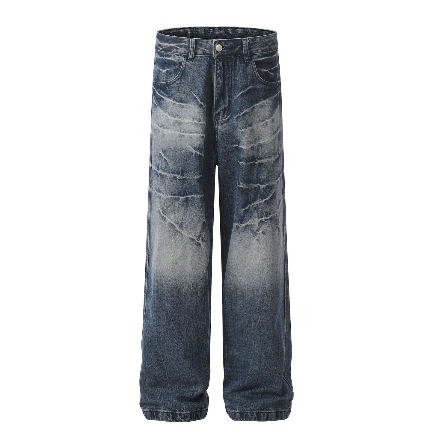 Washed Whisker Straight Denim Jeans WN25902