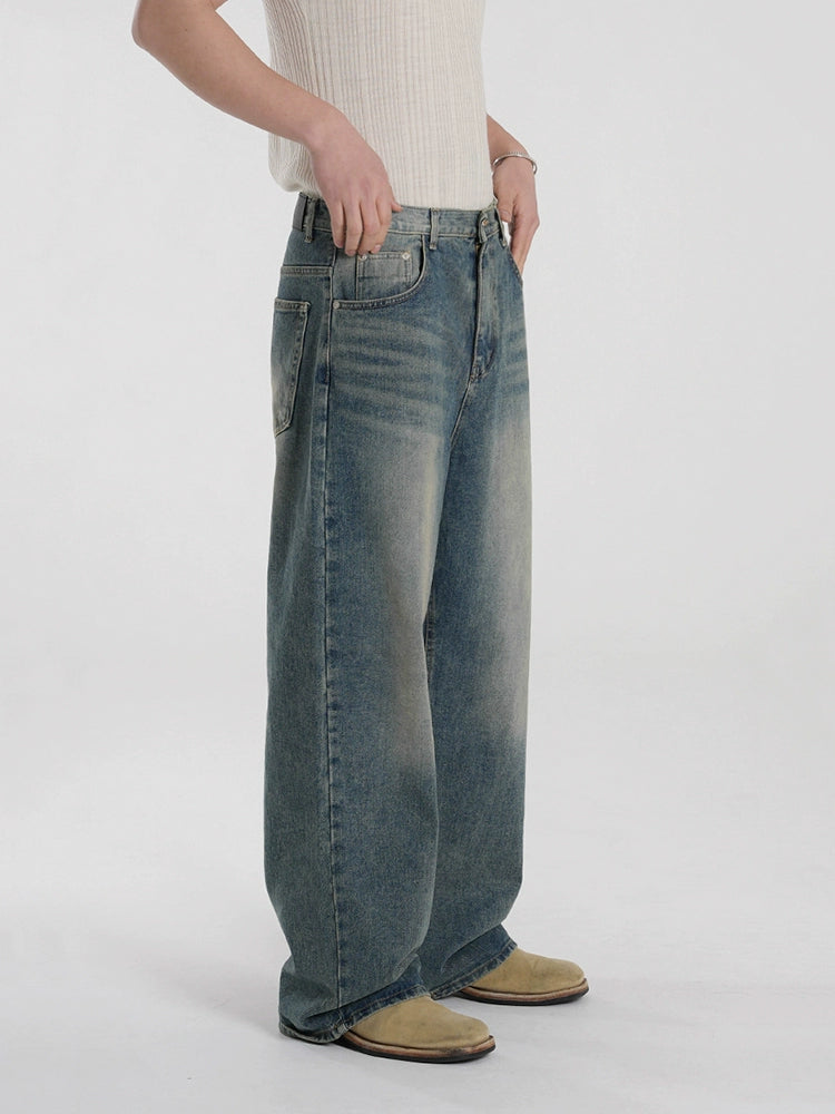 Washed Straight Wide Leg Denim Jeans WN20297