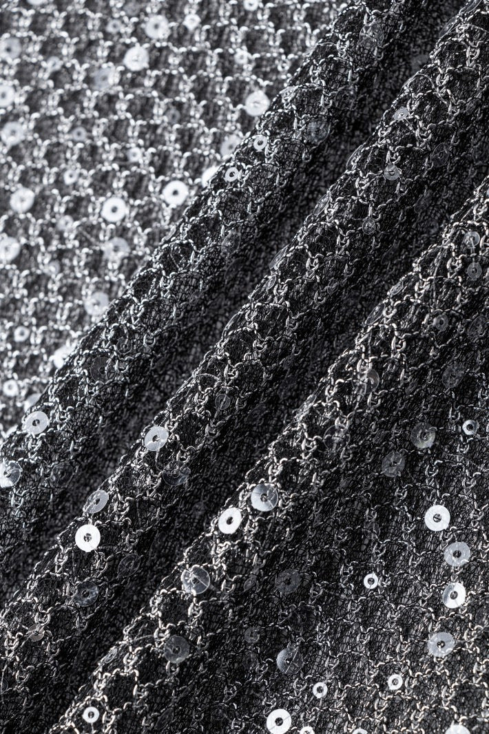Sequin Mesh Sheer Oversize Long Sleeve T-Shirt WN27946