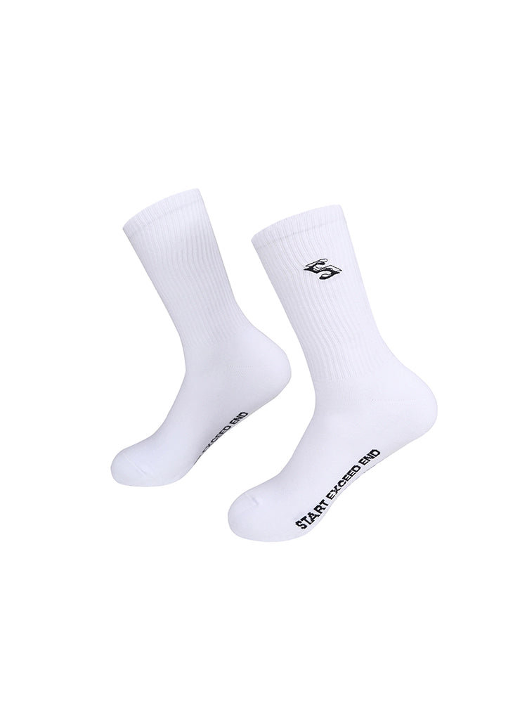 Embroidery Letter Mid-Calf Combed Cotton Socks WN11693